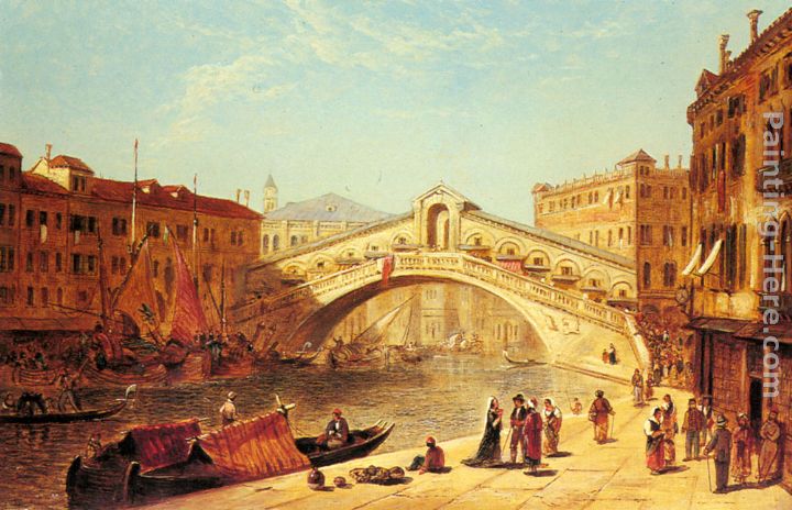 A View of the Rialto Bridge, Venice painting - James Holland A View of the Rialto Bridge, Venice art painting